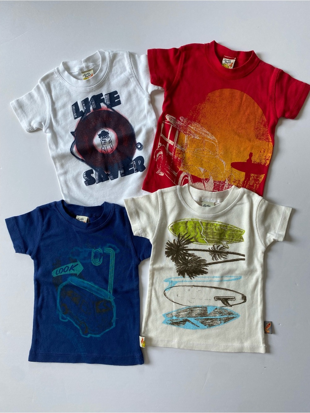Surf themed Shirts size 6 9 Months Set Of 4 Lot NEW 100% Cotton ocean beach